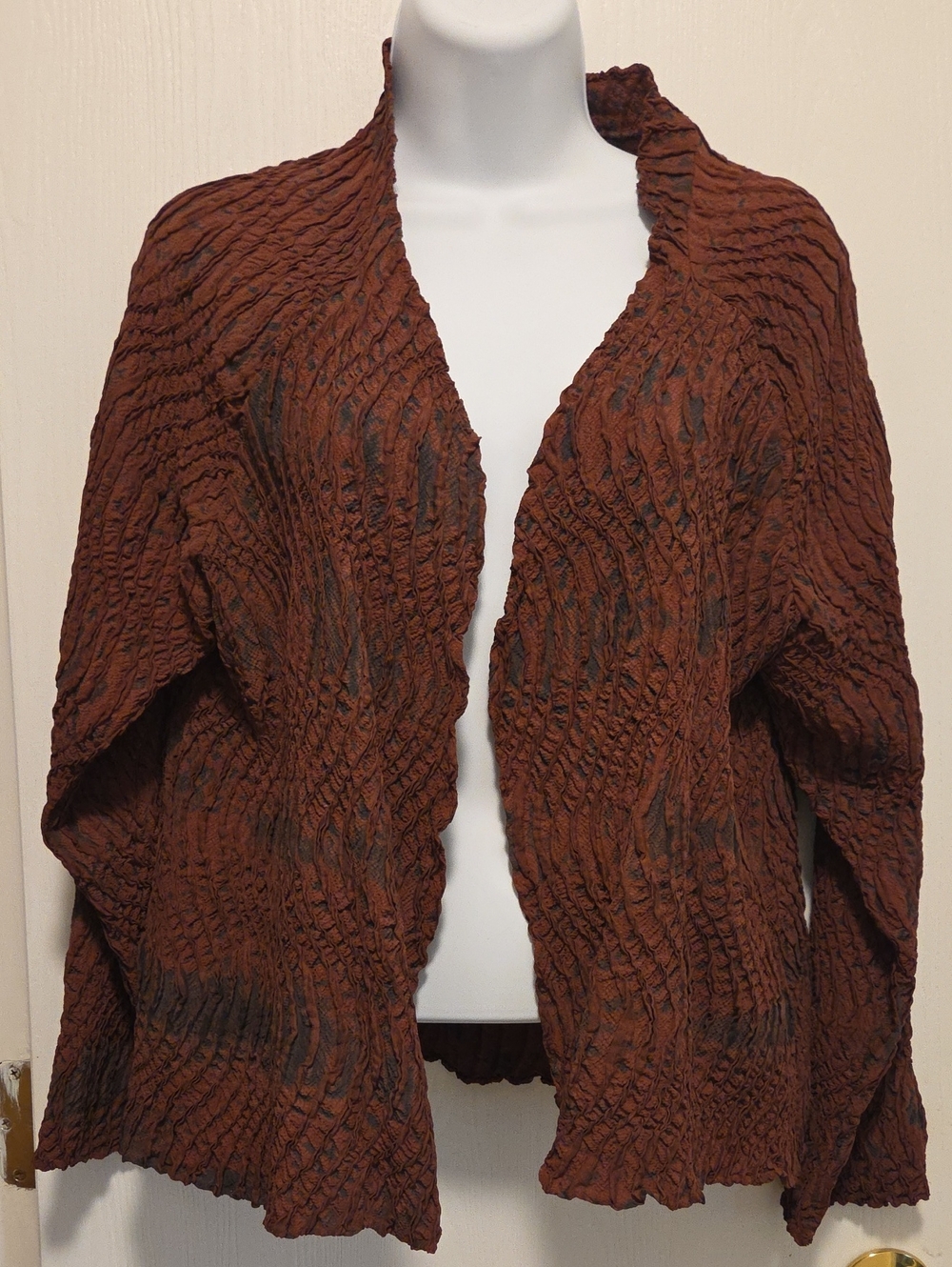 Rust Textured Silk Cardigan M